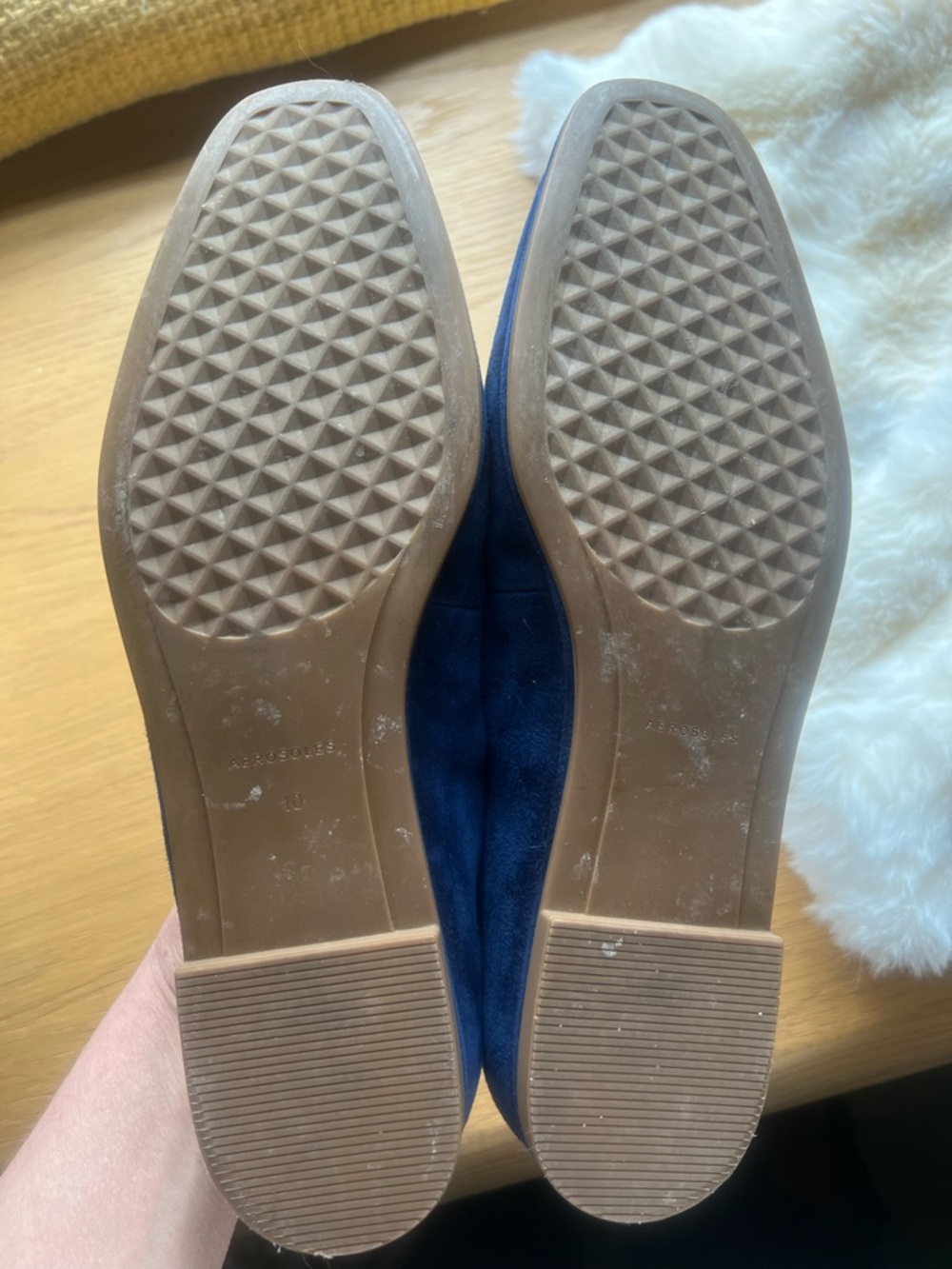 AEROSOLES Navy Blue Velvet Loafers - Picture 2 of 6